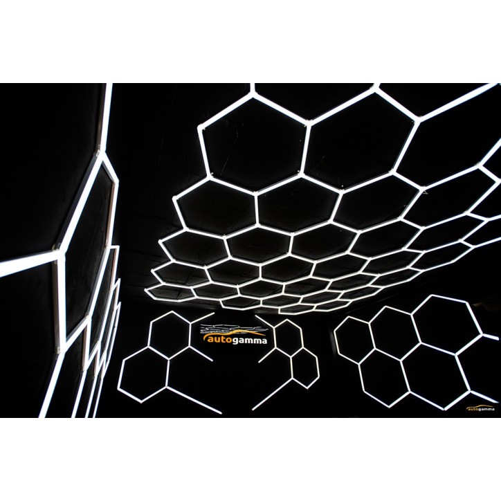 Modułowy system oświetleniowy, garażowo warsztatowy, HEXAGON LED 297 x 206 cm, 6000K
