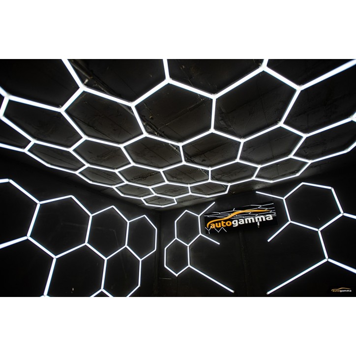 Modułowy system oświetleniowy, garażowo warsztatowy, HEXAGON LED 243 x 483 cm, 6000K