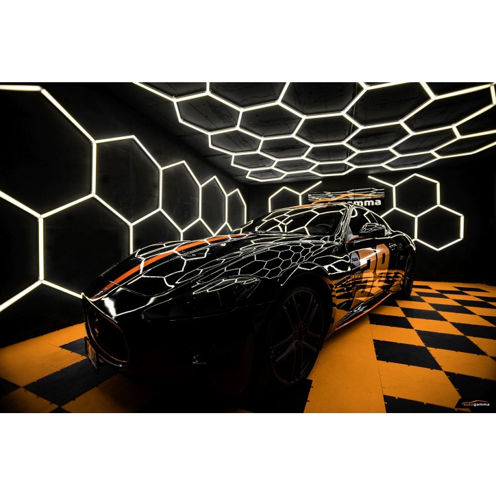 Modułowy system oświetleniowy, garażowo warsztatowy, HEXAGON LED 243 x 483 cm, 3500K
