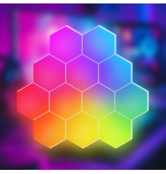 Lampa Dekoracja Ścienna Hexagon LED RGB Inteligentna Aplikacja Pilot